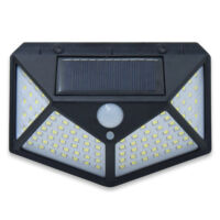 Napelemes, 100 LED-es kültéri fali lámpa, mozgásérzékelővel - MS-740