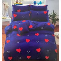 Sofy Kék színű 7 részes ágyneműhuzat piros szívekkel