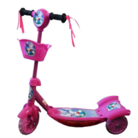 Háromkerekű zenélő gyermek roller kossáral - Rózsaszín - MS-899