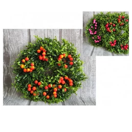 Dekor koszorú színes bogyókkal, 30 cm - MS-1008