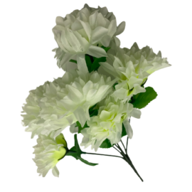 Krizantém művirág csokor, 7 virággal 30 cm - Fehér - MS-1010