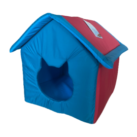 Puha kisállat ház, 45x45x47 cm - Bordó-Kék színben - MS-310
