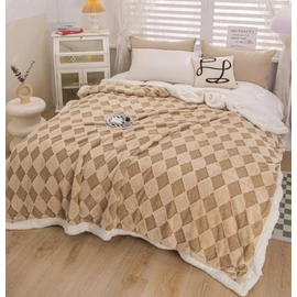Rombusz mintás puha pléd 150x200 - Bézs