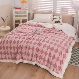 Rombusz mintás puha pléd 200x230 - Mályva