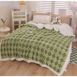 Rombusz mintás puha pléd 150x200 - Olívazöld