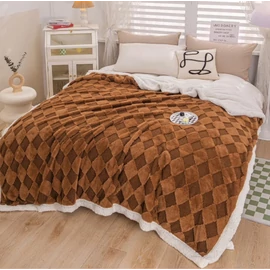 Rombusz mintás puha pléd 150x200 - Sötétbarna