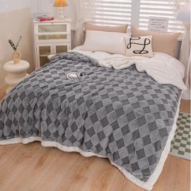 Rombusz mintás puha pléd 150x200 - Szürke
