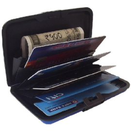 Biztonsági alumínium pénztárca/kártyatartó - Fekete - MS-336