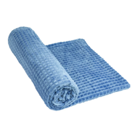 Bordázott, puha plüss takaró, Kék szín - 150x200 cm - MS-773
