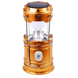 Napelemes újratölthető kemping lámpa, horgászlámpa - Arany - MS-764