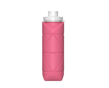 Összecsukható szilikon vízes palack, 600 ml - Rózsaszín - MS-744