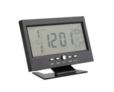 Digitális óra LCD kijelzővel és hangvezérléssel, hőmérő funkcióval DS-8082 - Fekete