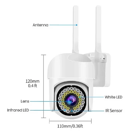 1+1 Wifi IP kamera - kül és beltéri - Éjszakai látás mód 1080P - KE24-336