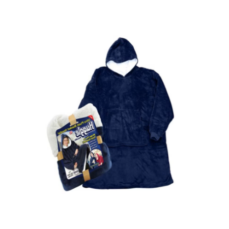 2az1-ben puha, plüss pulóver és takaró, Kék - MS-770