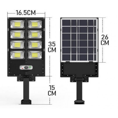 Solar Street Light kültéri napelemes lámpa mozgásérzékelővel és fényvezérléssel + távirányító. 336 ledes - MS-843