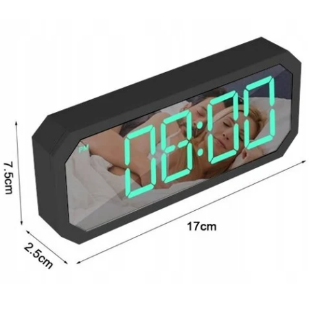Digitális óra tükrős kijelzővel DS-6606, hangérzékelővel - Fekete-Kék - MS-073