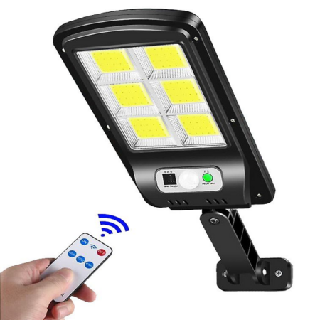 Vezeték nélküli Napelemes 6x COB LED utcai fali lámpa fény-mozgásérzékelős távirányítóval - MS-804