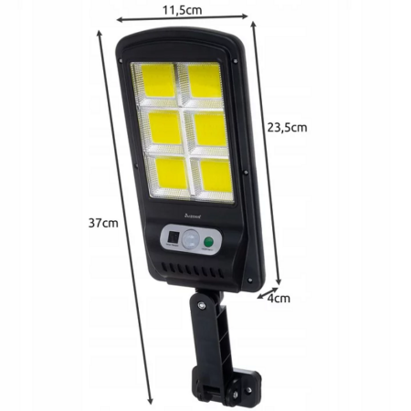 Vezeték nélküli Napelemes 6x COB LED utcai fali lámpa fény-mozgásérzékelős távirányítóval - MS-804