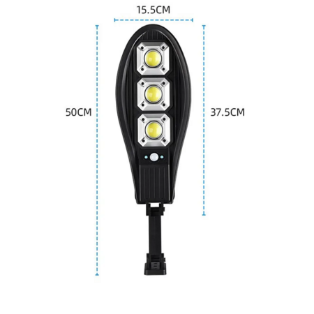 Napelemes utcai Cob LED lámpa mozgásérzékelővel, 90 LED + távirányító, IP65 - MS-821