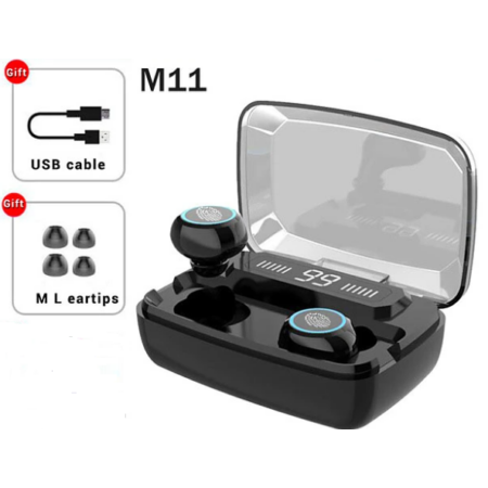 M11 vezeték nélküli fülhallgató, töltődobozzal és digitális kijelzővel