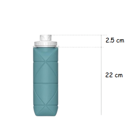 Összecsukható szilikon vízes palack, 600 ml - Rózsaszín - MS-744