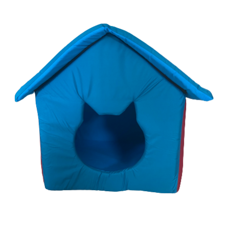 Puha kisállat ház, 45x45x47 cm - Bordó-Kék színben - MS-310