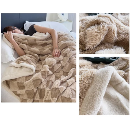 Rombusz mintás puha pléd 200x230 - Bézs