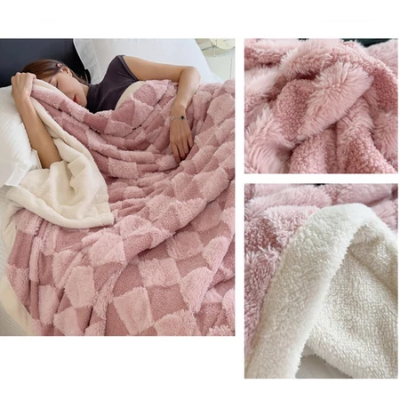 Rombusz mintás puha pléd 200x230 - Mályva