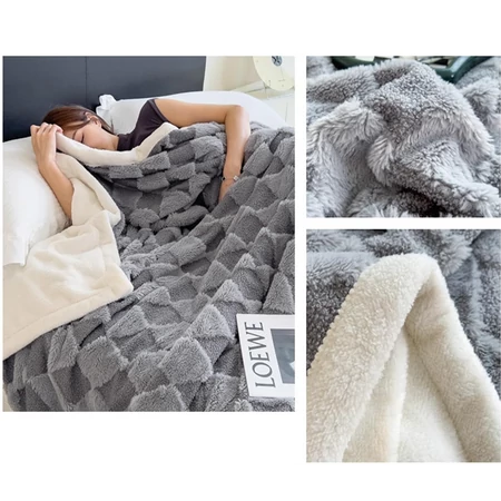 Rombusz mintás puha pléd 150x200 - Szürke