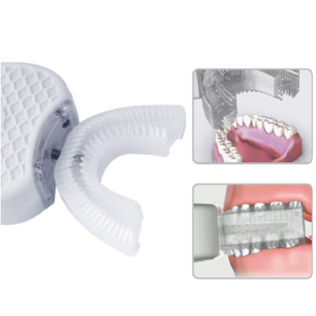 U-alakú elektromos fogkefe felnőtteknek, rezgés funkcióval - Pink - MS-616