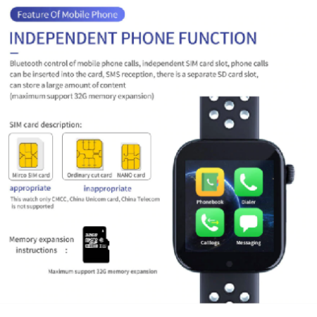 Smart Watch Phone Z6S SIM kártyás intelligens okosóra Angol menüvel - Fehér/Fekete