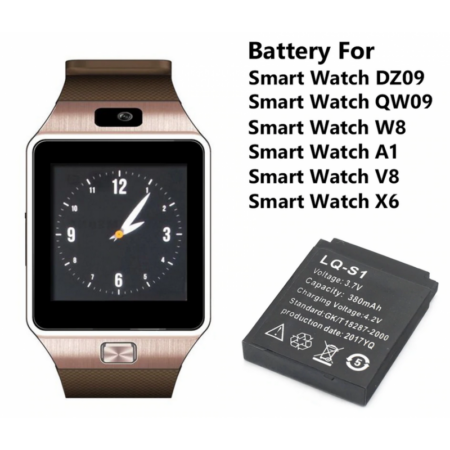 Smart Watch Okosóra akkumulátor LQ-S1. Kompatibilis DZ09, QW09, W8, A1, V8, X6, GT08, T8, MY1,, M26, Z8, M9