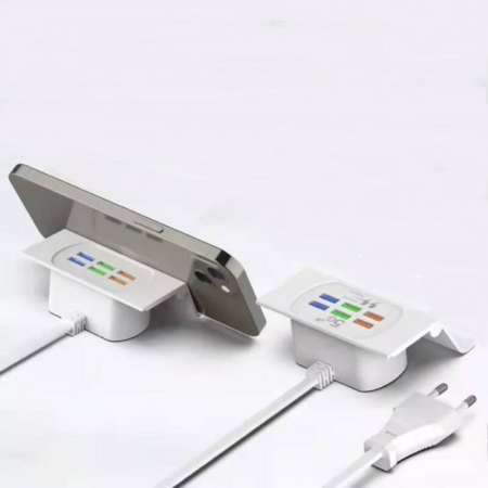 USB gyorstöltő állomás 6 aljzattal, telefontartóval 3.1A - MS-810