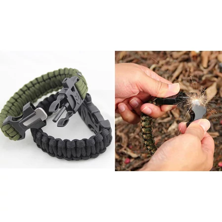 Paracord túlélő karkötő iránytűvel zöld színben