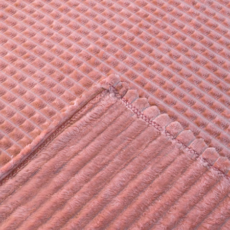 Bordázott, puha plüss takaró, Korall szín - 150x200 cm - MS-772