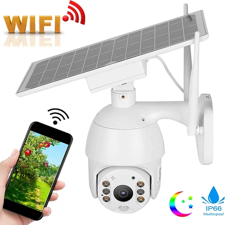 Napelemes intelligens WiFi biztonsági kamera mozgásérzékelővel infravörös éjszakai látással - MS-918