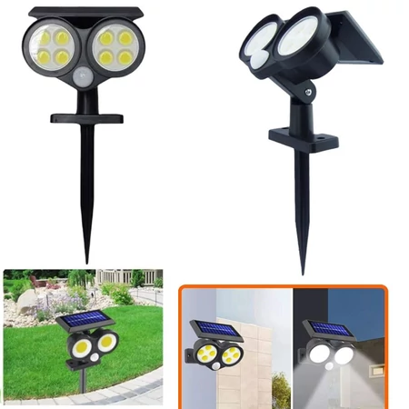 Napelemes és mozgásérzékelős kerti COB LED lámpa, 64 leddel - LF1906B - MS-785