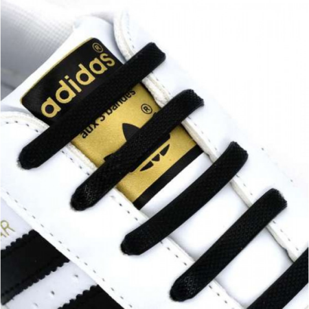 Szilikon cipőfűzők - 16 db-os készlet - Fekete - MS-836
