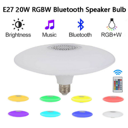 E27 UFO Lámpa Beépített Hangszóróval, Távirányítóval, Bluetoothal - 24W