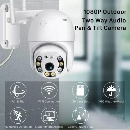 Kül- és beltéri 1080P WiFi IP kamera 4+4 LED mozgásérzékeléssel - MS-068