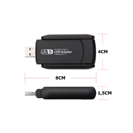 Wi-Fi hálózati kártya, wifi usb adapter 1300mbps - fekete